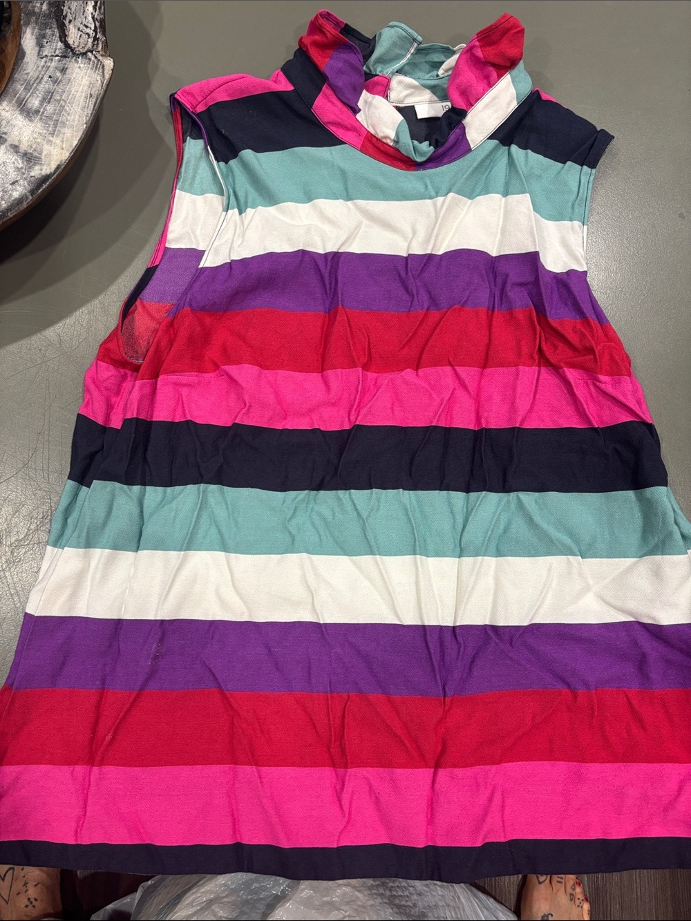 1901 Woman’s Sleeveless Striped Tank top in Pink, Purple, Teal, Red, Navy & Whit